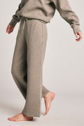 Waffle Knit Cropped Track Pant in Mink