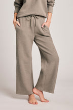 Waffle Knit Cropped Track Pant in Mink