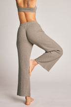 Waffle Knit Cropped Track Pant in Mink