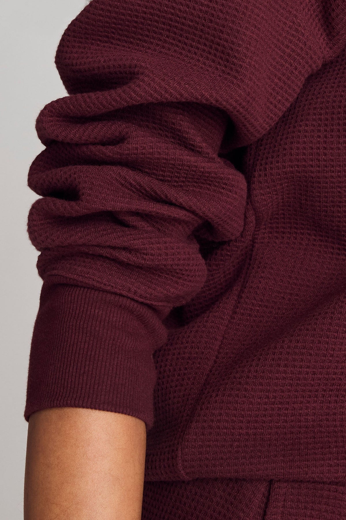 Waffle Knit Deep V in Garnet