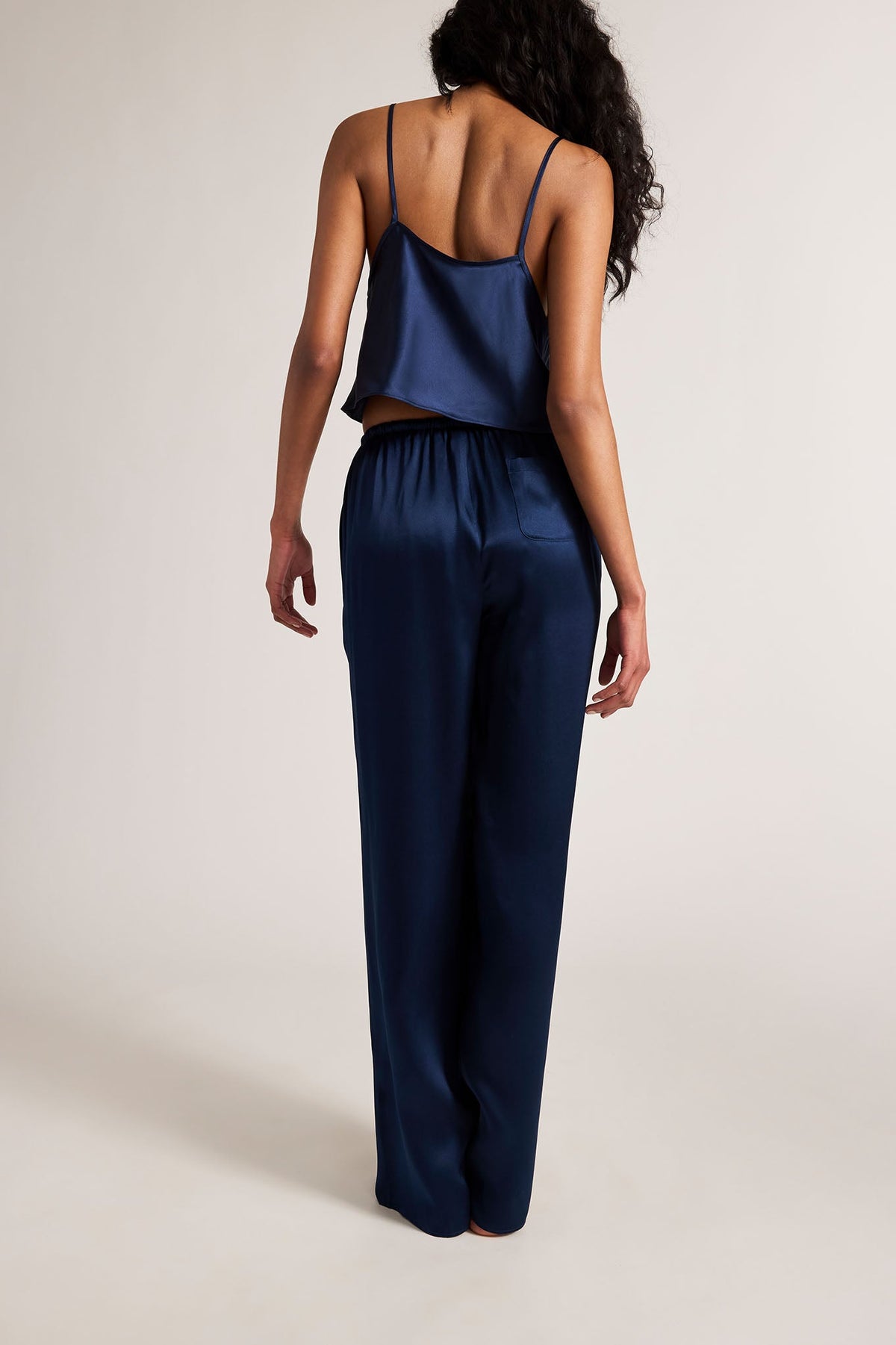 Eclipse Washable Silk Drawstring Pant in Navy